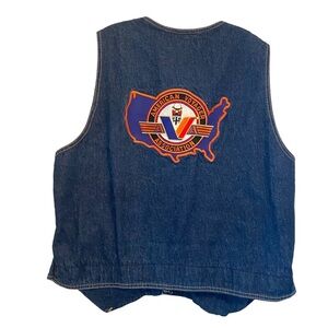 Vintage Vest Men's Motorcycle Biker Denim American Voyager Association USA 2XL
